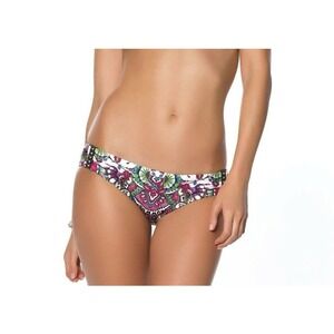 Becca by Rebecca Virtue Multicolored Banded Bikini Bottom Women's Size XS Buckle